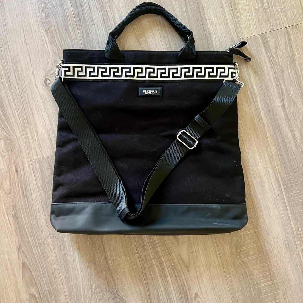 Like New Versace Fragrances Black Canvas Tote Bag